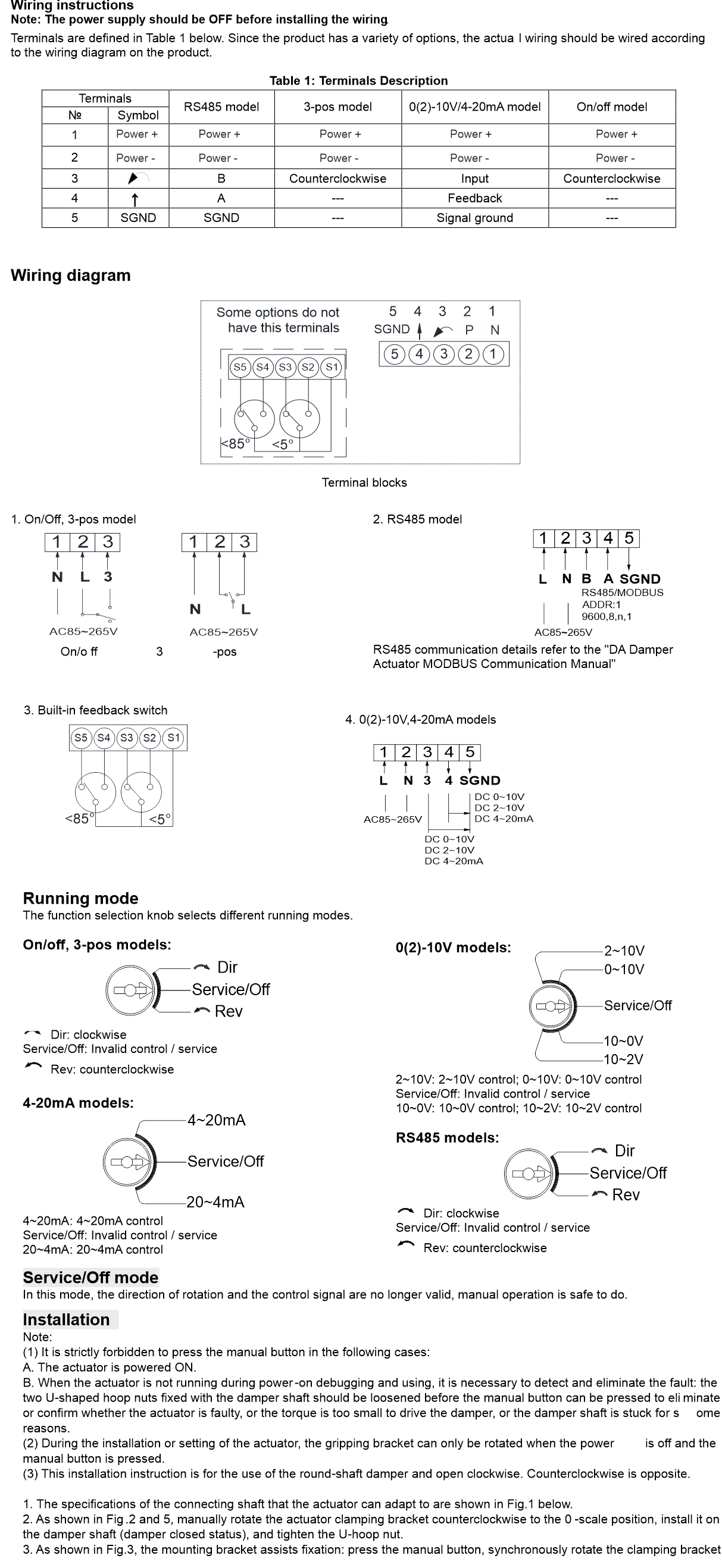 Renatta Damper Actuator Wiring